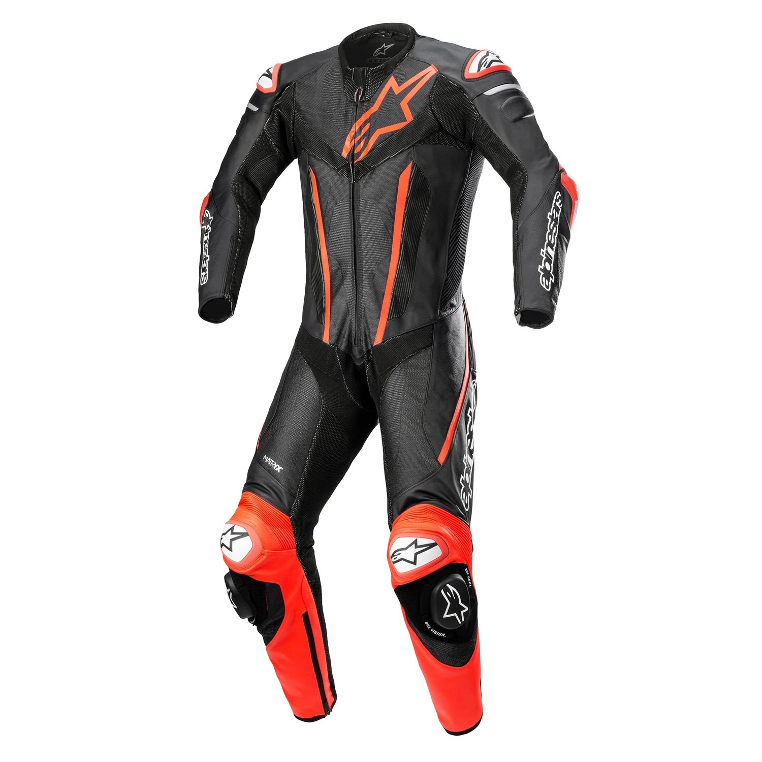 Image of Alpinestars Fusion Schwarz Rot Fluo 1-Teiler Kombi Größe 48