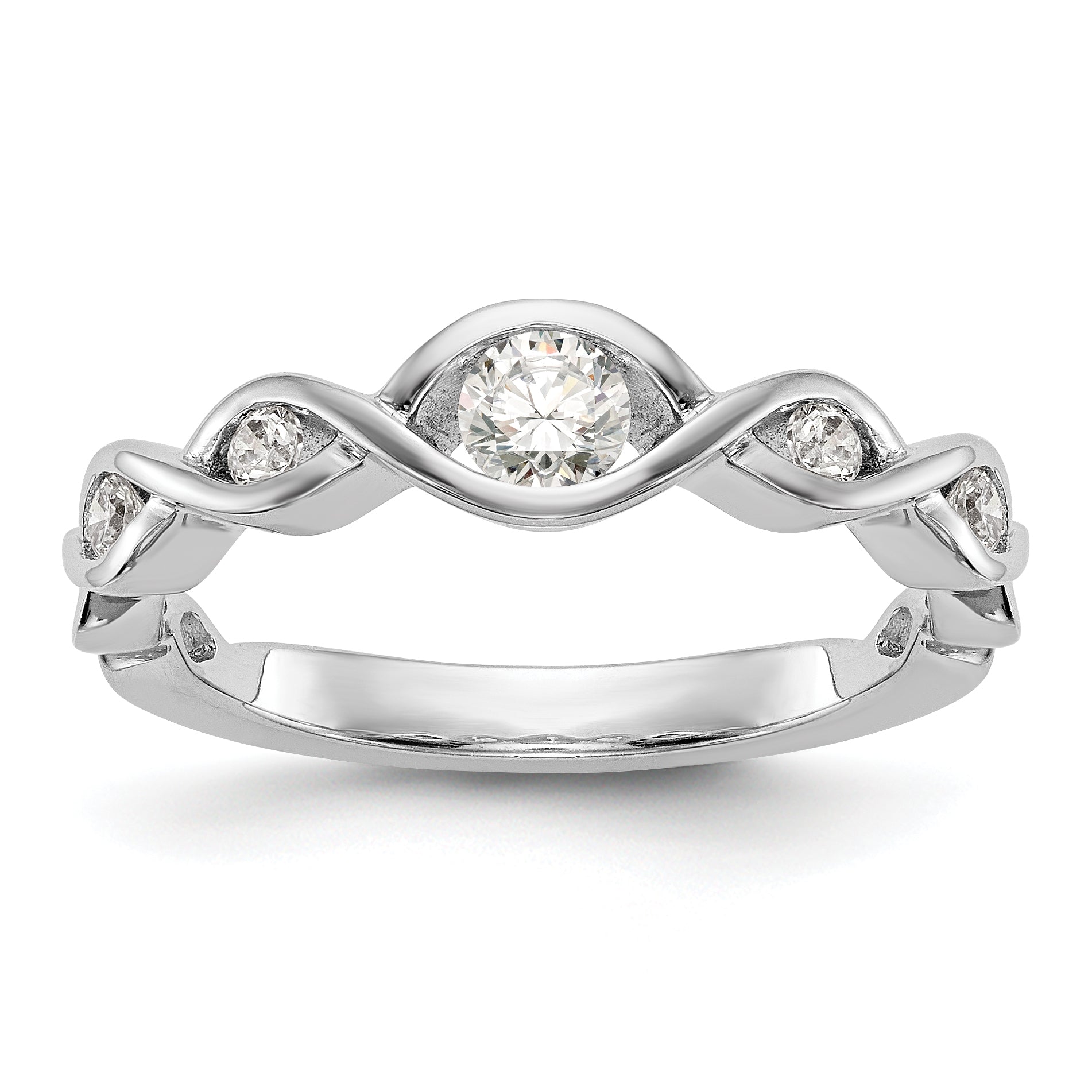 Image of ID 1 041ct CZ Solid Real 14K White Gold Wedding Band Ring