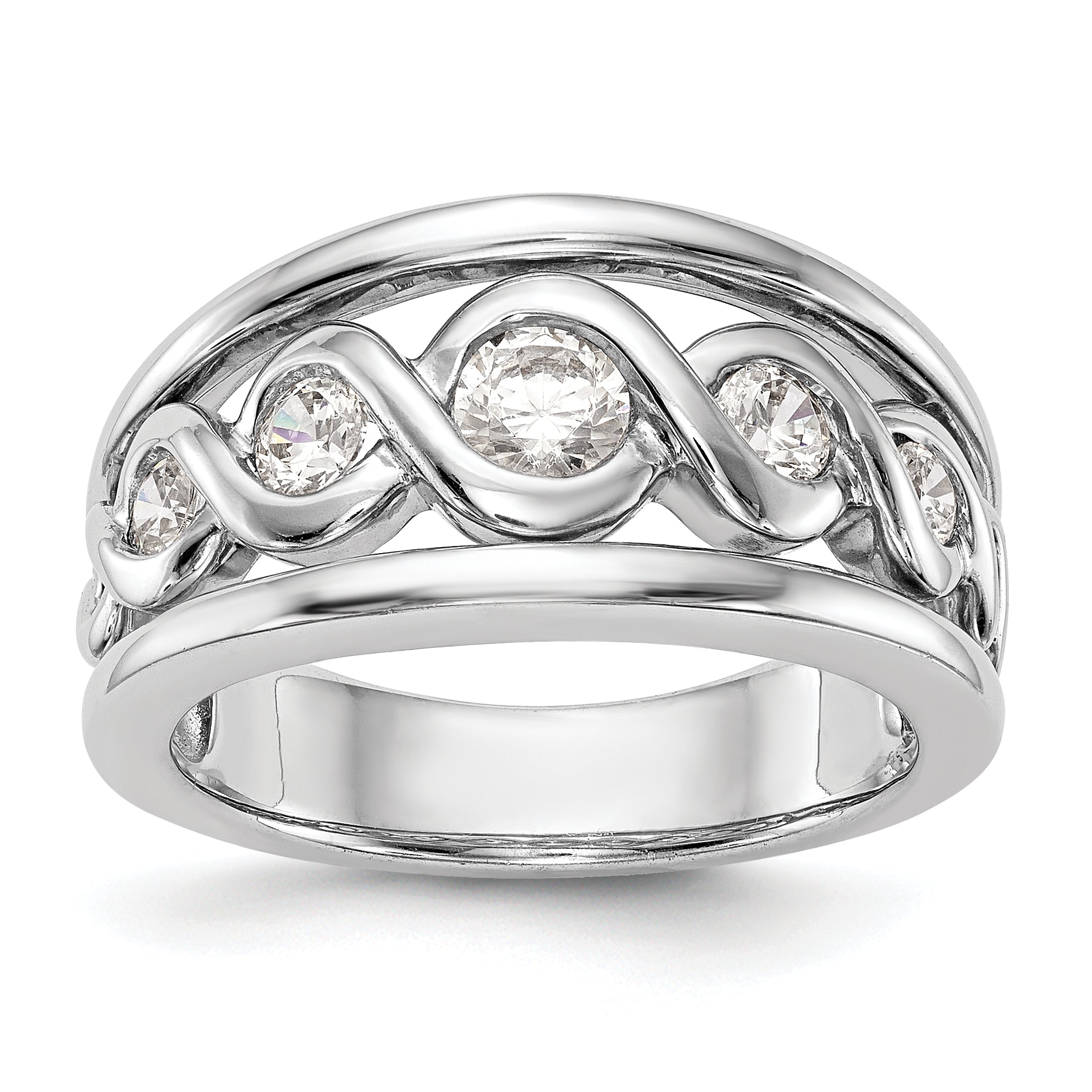 Image of ID 1 055ct CZ Solid Real 14K White Gold Wedding Band Ring