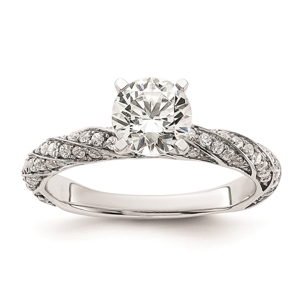 Image of ID 1 100ct CZ Solid Real 14k White Twisted Round Engagement Ring