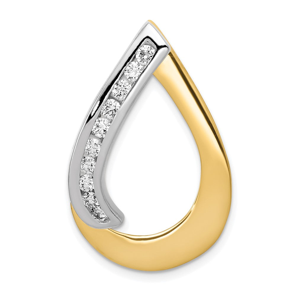 Image of ID 1 14k Two Tone AA Diamond Teardrop Slide