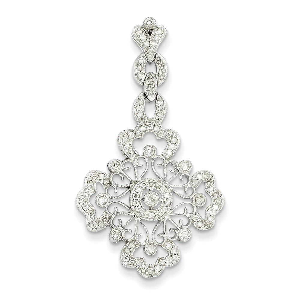 Image of ID 1 14k White Gold Real Diamond Filigree Pendant