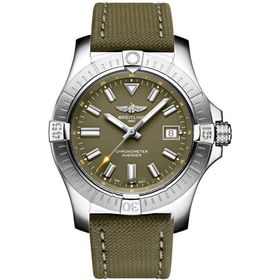 Image of ID 1 Original Breitling Avenger Automatic Chronometer Green Dial Men's Watch A17318101L1X1