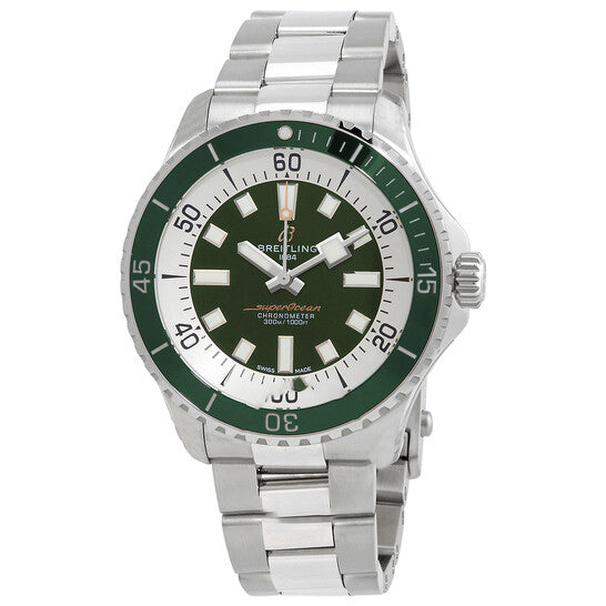 Image of ID 1 Original Breitling Superocean Automatic Chronometer Green Dial Men's Watch A17376A31L1A1