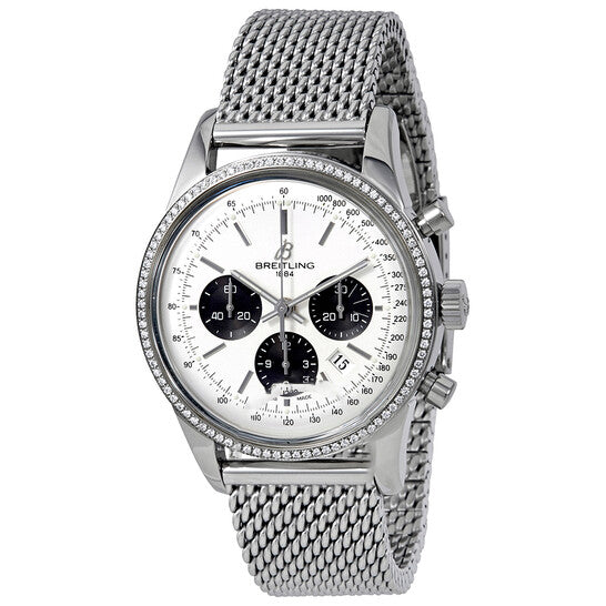 Image of ID 1 Original Breitling Transocean Chronograph Silver Dial Men's Watch AB015253-G724SS