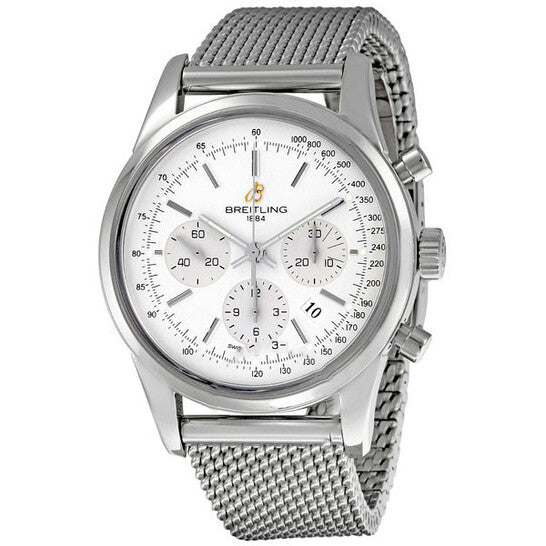 Image of ID 1 Original Breitling Transocean Silver Dial Chronograph Men's Watch AB015112-G715SS