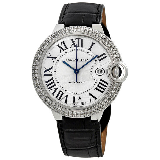 Image of ID 1 Original Cartier Ballon Bleu Automatic White Gold Diamond Watch WJBB0032