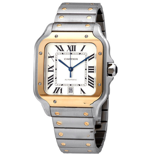 Image of ID 1 Original Cartier Santos Automatic Silver Dial Large Men's Watch W2SA0009