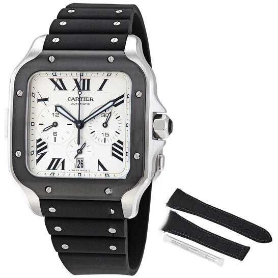 Image of ID 1 Original Cartier Santos XL Chronograph Silver Dial Men's Watch WSSA0017