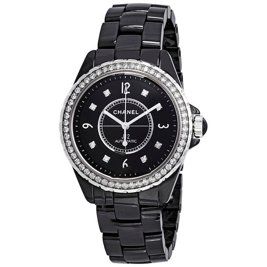 Image of ID 1 Original Chanel J12 Automatic Diamond Black Ceramic Watch H3109