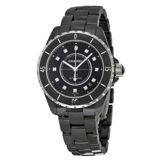 Image of ID 1 Original Chanel J12 Diamonds Black Dial Unisex Watch H1626