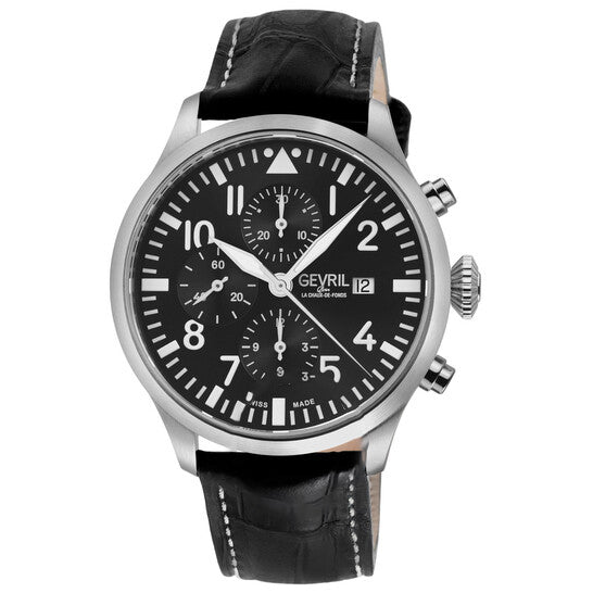 Image of ID 1 Original Gevril Vaughn Chronograph Automatic Black Dial Men's Watch 47100