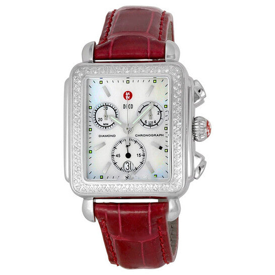 Image of ID 1 Original Michele Deco Chronograph Garnet Leather Ladies Watch MWW06A000338