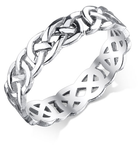 Image of ID 1247852062 Celtic Knot Wedding Band in 14K White Gold