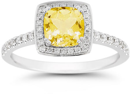 Image of ID 1247852100 Cushion-Cut Citrine Halo Ring