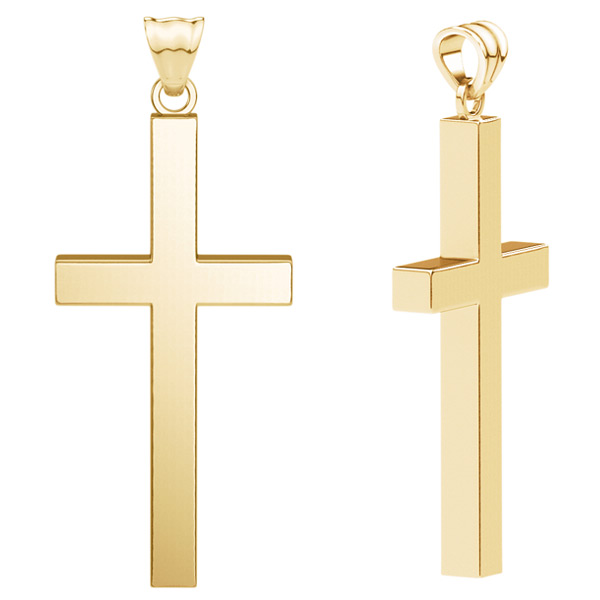 Image of ID 1247855879 Men's Large Fully Solid 14K Gold Calvary Cross Necklace