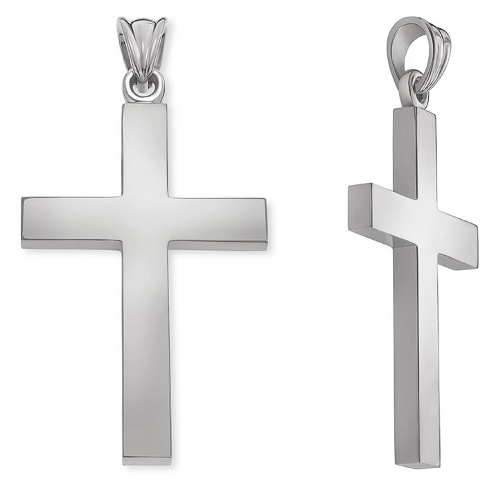 Image of ID 1247855887 Large Fully Solid Platinum Men's Cross Pendant