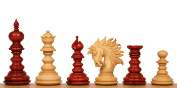 Image of ID 1398475936 Strategos Staunton Chess Set with Padauk & Boxwood Pieces - 425" King