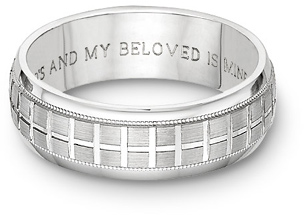 Image of ID 463734741 Tuscan Cross Bible Verse Wedding Band Ring