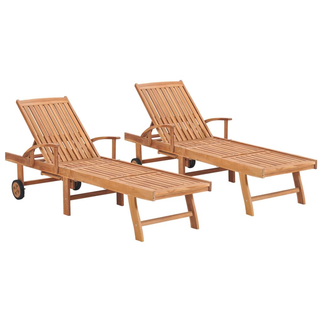 Image of Sun Loungers 2 pcs Solid Teak Wood